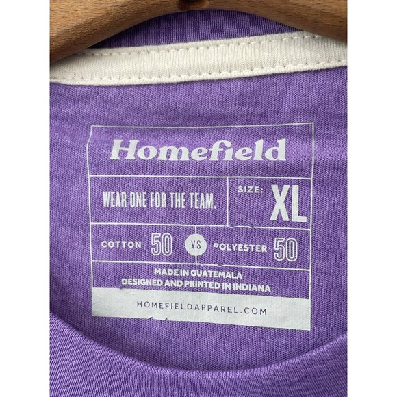 Homefield Crewneck Short Sleeve T Shirt Mens XL Heather Purple Cotton Poly Plain - Picture 3 of 6